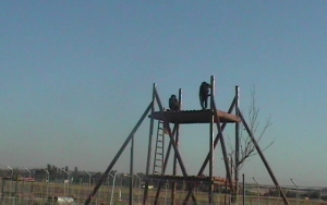 Jaky en el centro de rescate con otros chimpancés.